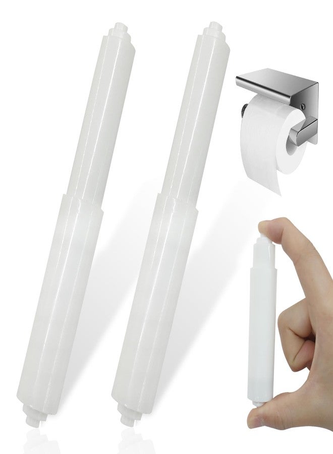 Moicstiy 2Pack Toilet Paper Holder Spring Rod Replacement, Plastic Spring Loaded Toilet Paper Holder, White - Image 2