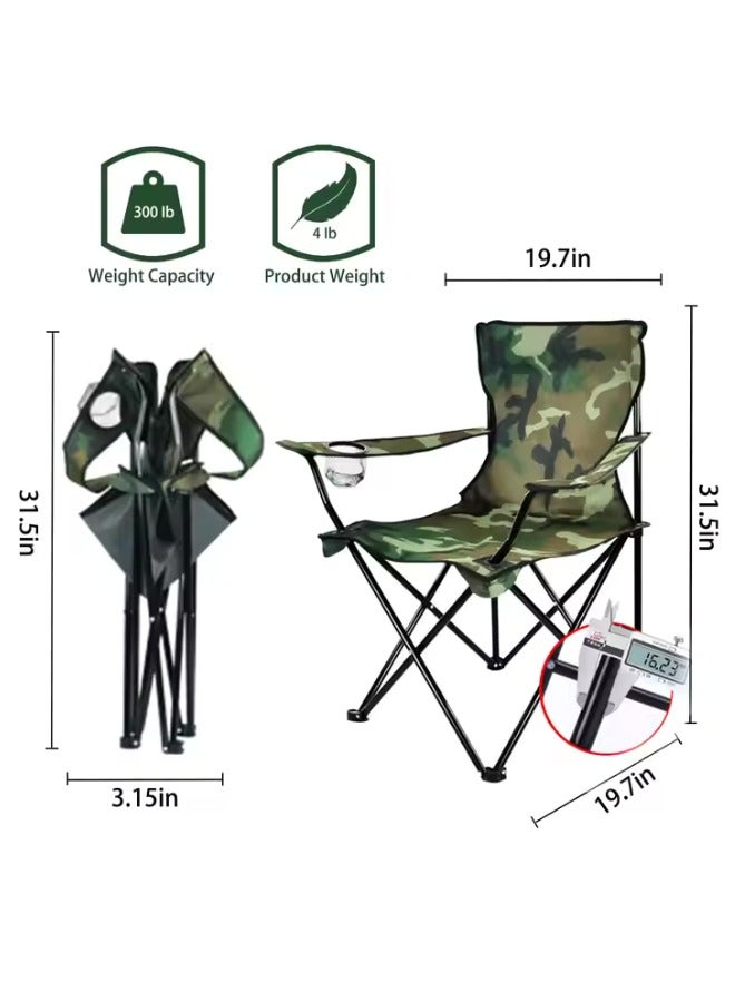 Outdoor.Market Beach and Camping Chair with Arm Cup Holder – Heavy-Duty, Ultra-Light, Foldable & Portable Outdoor Seating for Adventure & Relaxation - Camouflage - Image 2