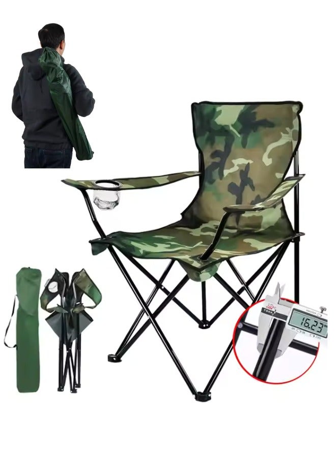 Outdoor.Market Beach and Camping Chair with Arm Cup Holder – Heavy-Duty, Ultra-Light, Foldable & Portable Outdoor Seating for Adventure & Relaxation - Camouflage - Image 1