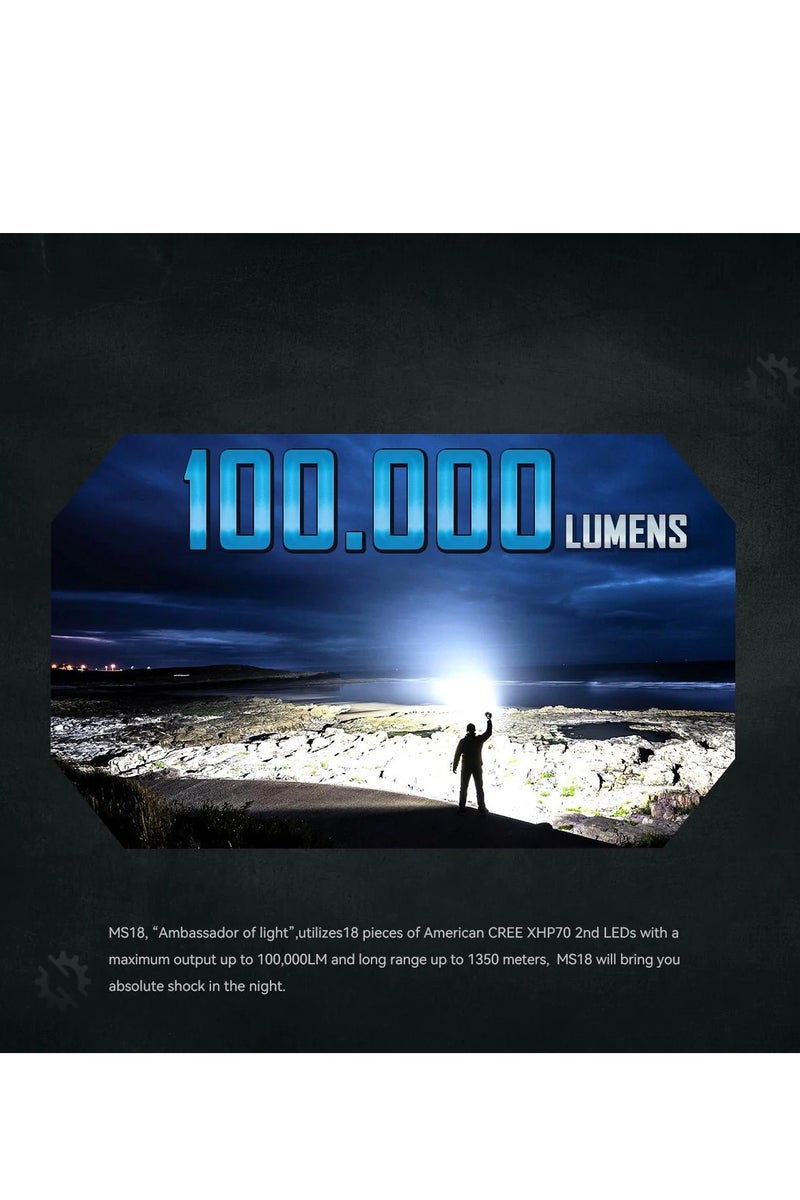 IMALENT MS18 100000 Lumens LED Flashlight Powerful Tactical Flashlights with OLED Display, Brightest Flashlight Waterproof for Outdoors Emergency Working - Image 2