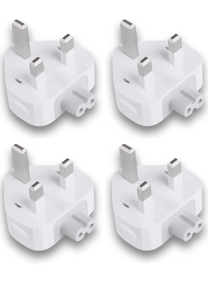 Ntech حزمة Ntech من 4 قابس كهربائي قابل للفصل 3 دبابيس المملكة المتحدة رأس بطة لشاحن USB لجهاز Apple iPad iPhone محول طاقة MacBook (المعيار: قابس المملكة المتحدة) - Image 1