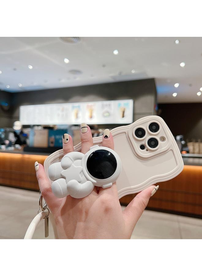 S-TOP Case For iPhone 12 Pro 3D Astronaut Holder Skin-feel Silicone Phone Case with Wristband - Image 4