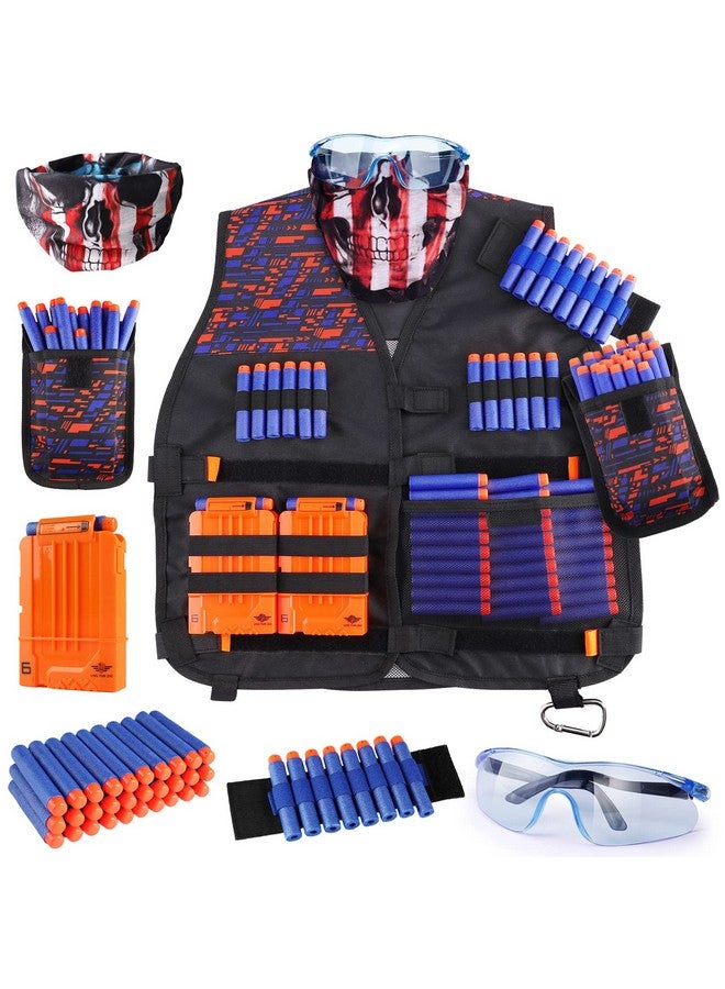يو وونت مي طقم سترة تكتيكية للأطفال لبنادق نيرف سلسلة إيليت مع سهام إعادة التعبئة، وسوار معصم قناع تكتيكي، ونظارات واقية، وألعاب للأطفال من سن 7 إلى 12 عامًا، برتقالي - Image 1