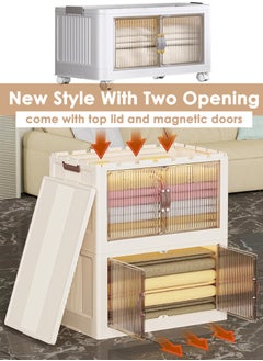 Toshonics 3-Tier Foldable Plastic Storage Bins with Wheels and Dual Doors, Stackable Organizer for Bathroom, Bedroom, Kitchen, and Office – Easy Assembly, Space-Saving, Durable Design  - Image 2