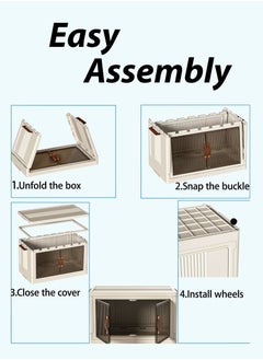 Toshonics 3-Tier Foldable Plastic Storage Bins with Wheels and Dual Doors, Stackable Organizer for Bathroom, Bedroom, Kitchen, and Office – Easy Assembly, Space-Saving, Durable Design  - Image 3