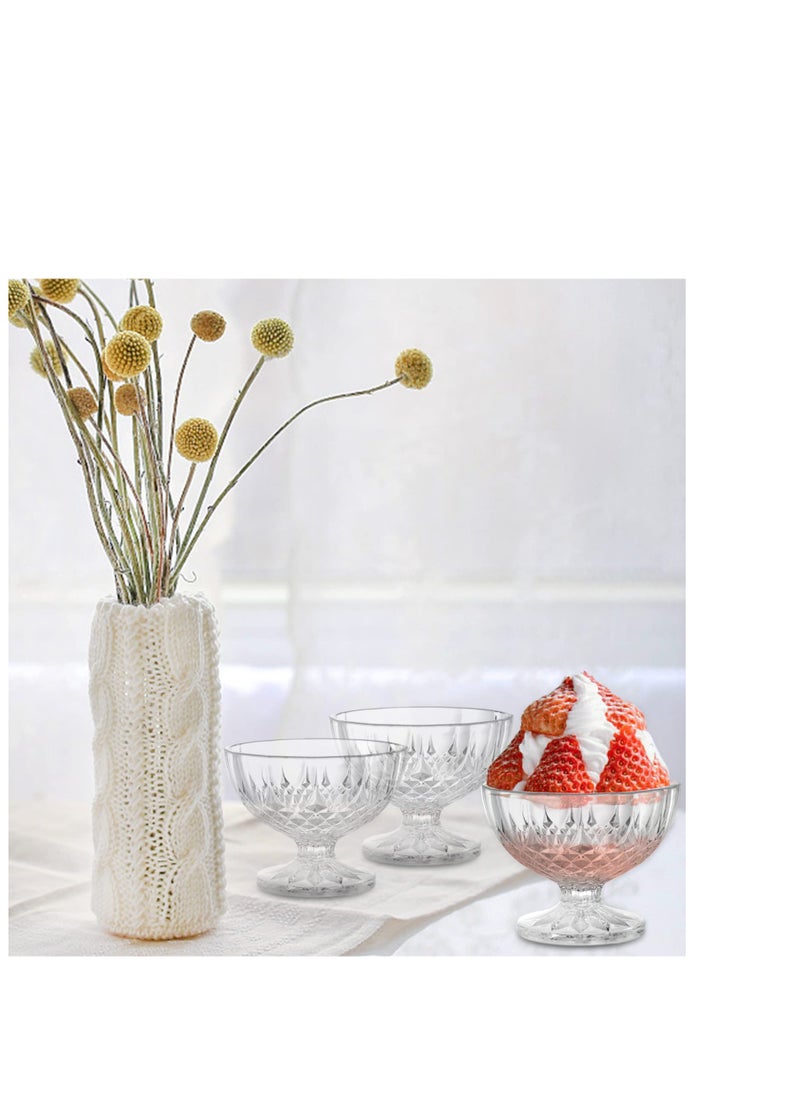 SYOSI - Acrylic Ice Cream Bowl, 6 Pack Dessert Bowls, Serving Bowls, Clear Footed Dessert Cup, Small Cute Footed Tulip Clear Dessert Cups, Reusable Parfait Appetizer Cup, for Dessert, Ice Cream, Pudding - Image 1