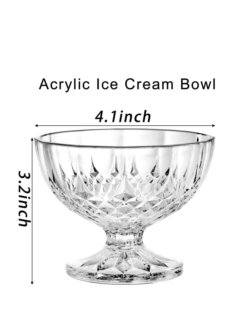 SYOSI - Acrylic Ice Cream Bowl, 6 Pack Dessert Bowls, Serving Bowls, Clear Footed Dessert Cup, Small Cute Footed Tulip Clear Dessert Cups, Reusable Parfait Appetizer Cup, for Dessert, Ice Cream, Pudding - Image 1