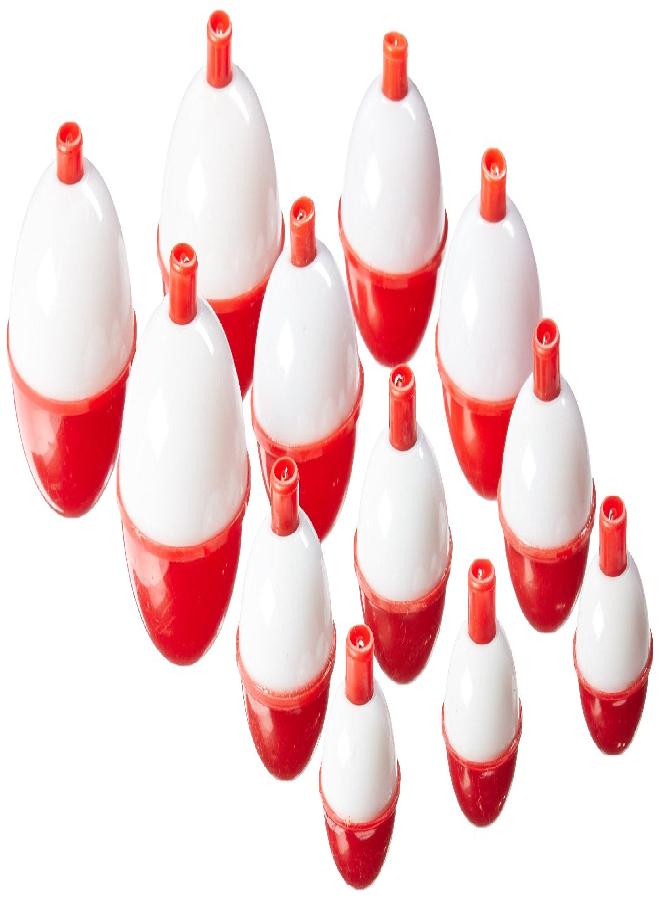 Eagle Claw Claw Snap-On Round Floats, 12 Floats, Assorted Sizes 1" To 1-3/4", Red/White, Model Number: 07030-001 - Image 1