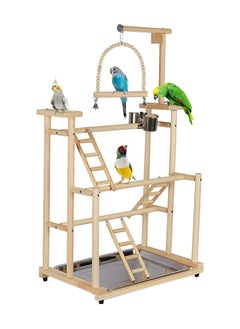 XICEN Wood Bird Playground, Large Parrot Playstand Bird Perch Stand, Bird Gym Playground Playpen for Cockatiel Parakeet Parrot (3 Layers)  - Image 1