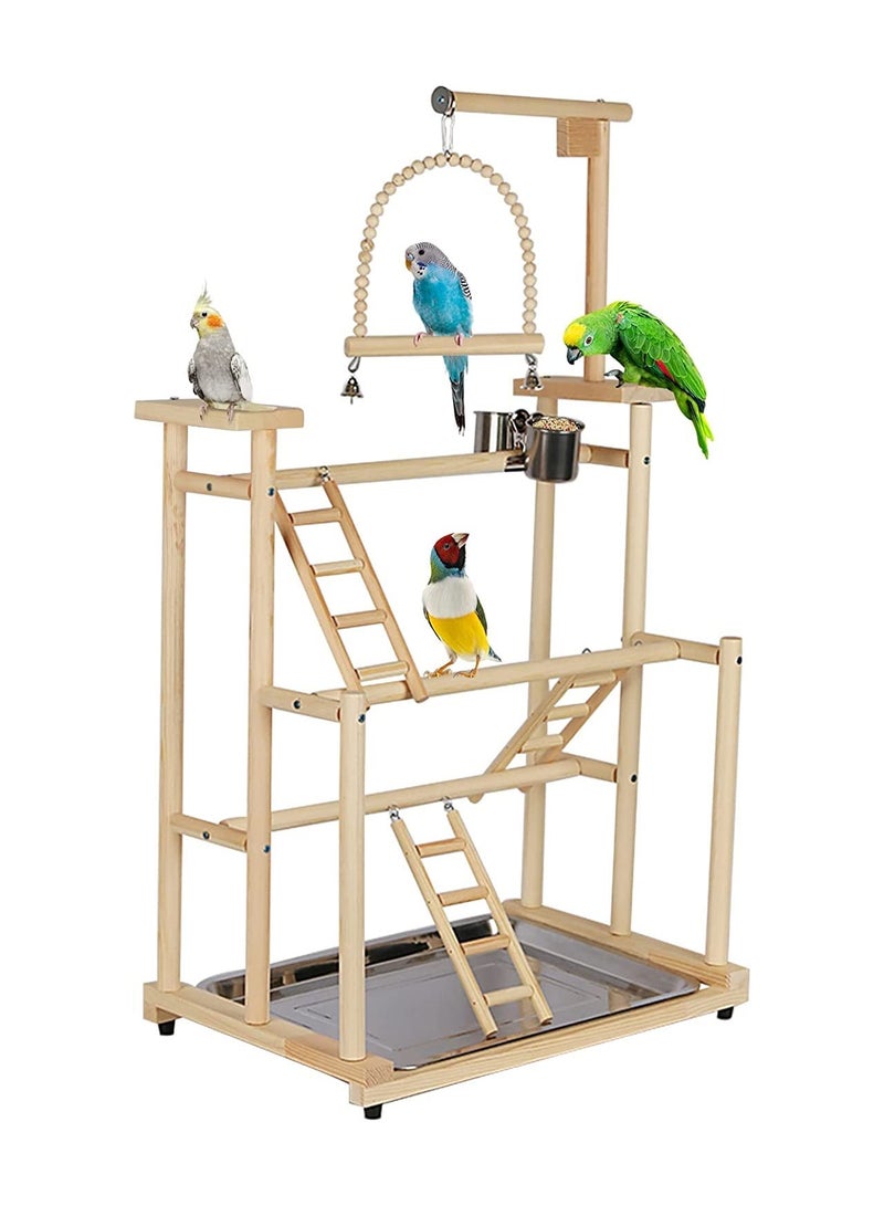اكسيسن ملعب الطيور الخشبي، ألعاب الببغاء، ملعب الطيور، ملعب الطيور الببغاء (45*31*80 سم) - Image 1