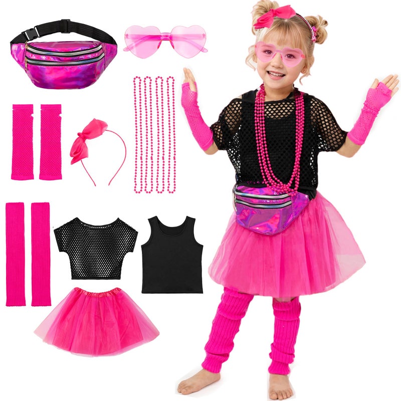 Fairycece 80s Outfit for Kids 80s Costumes for Kids 80 S Costume Outfit for Girls Halloween - Image 3