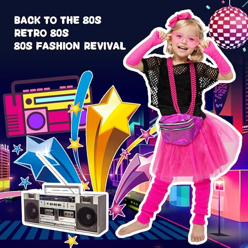 Fairycece 80s Outfit for Kids 80s Costumes for Kids 80 S Costume Outfit for Girls Halloween - Image 5