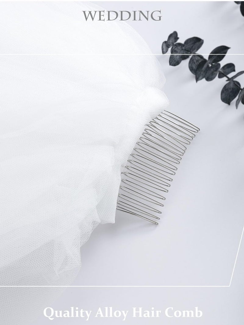 Foyte Cathedral Length Veil Bride Wedding Veils 2 Tier Bridal Long Tulle Chapel Veils for Women (White-2T(118'')) - Image 3