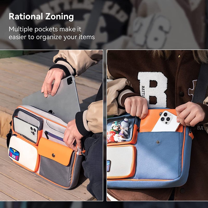 GeekShare Multifunctional Switch/OLED Travel Carrying Case-Color Contrast Vintage Messenger Bag Compatible with Switch-Portable Storage Bag - Image 5