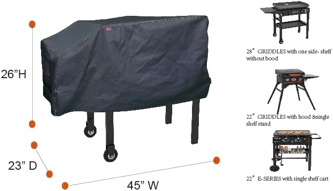 acoveritt RPET Frabric Cover for Blackstone 22" and 28" Single Shelf Griddle Cover, Black； - Image 2