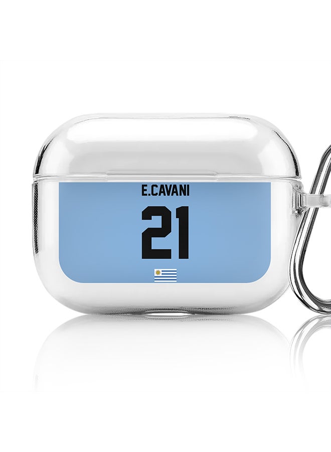 Stylizedd Classic Clear printed Case for Apple Airpods Pro Soft TPU Gel Thin Transparent Flexible Cover [Designed for Apple Airpods Pro] - Football Team - Uruguay , Player Name - E.Cavani - Image 1