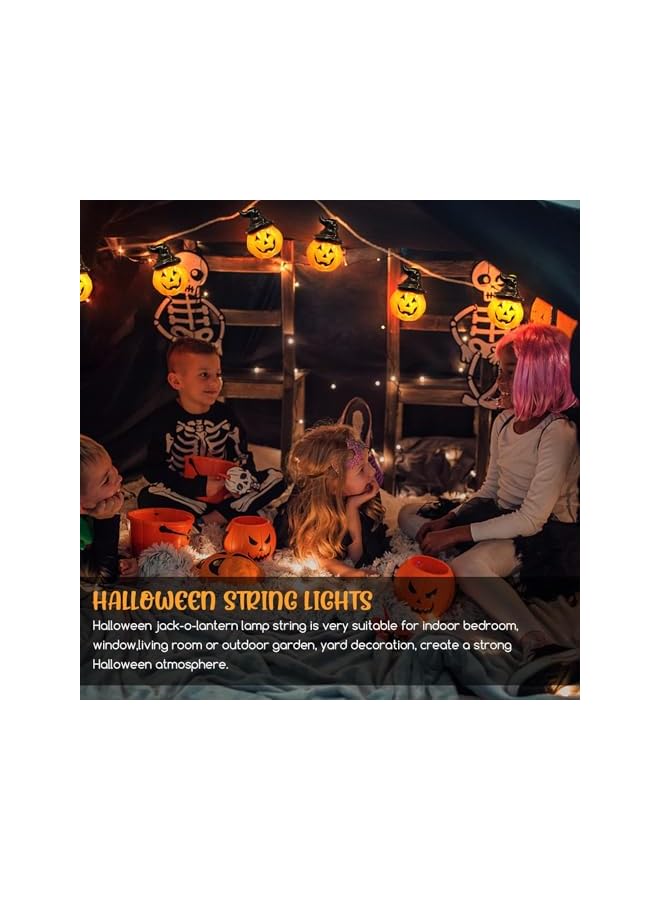 The Bros Halloween Pumpkin Lights with Witches Hat, 20 Pcs LED Pumpkin String with 2 Modes Steady/Flashing Lights, Lights Battery Operated, for Indoor Outdoor Party Garden Yard Halloween Decorations  - Image 4