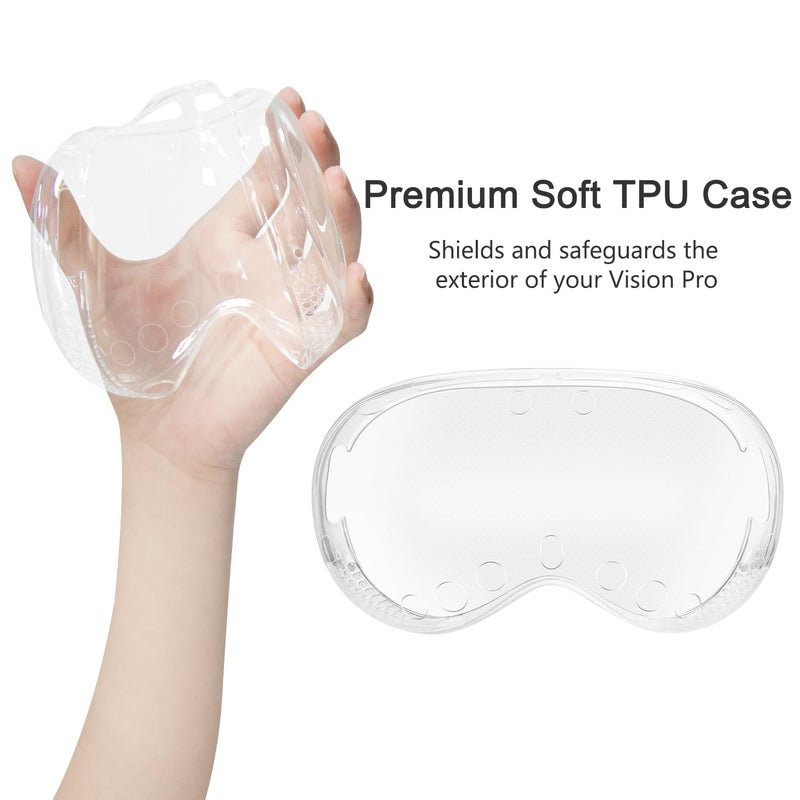 SoloWIT SOULWIT Upgraded TPU Protective Case Cover for Apple Vision Pro - VR Headset Screen Protector, Durable & Slim Fit Accessory, Without Affecting Tracking Scans (Clear) - Image 3