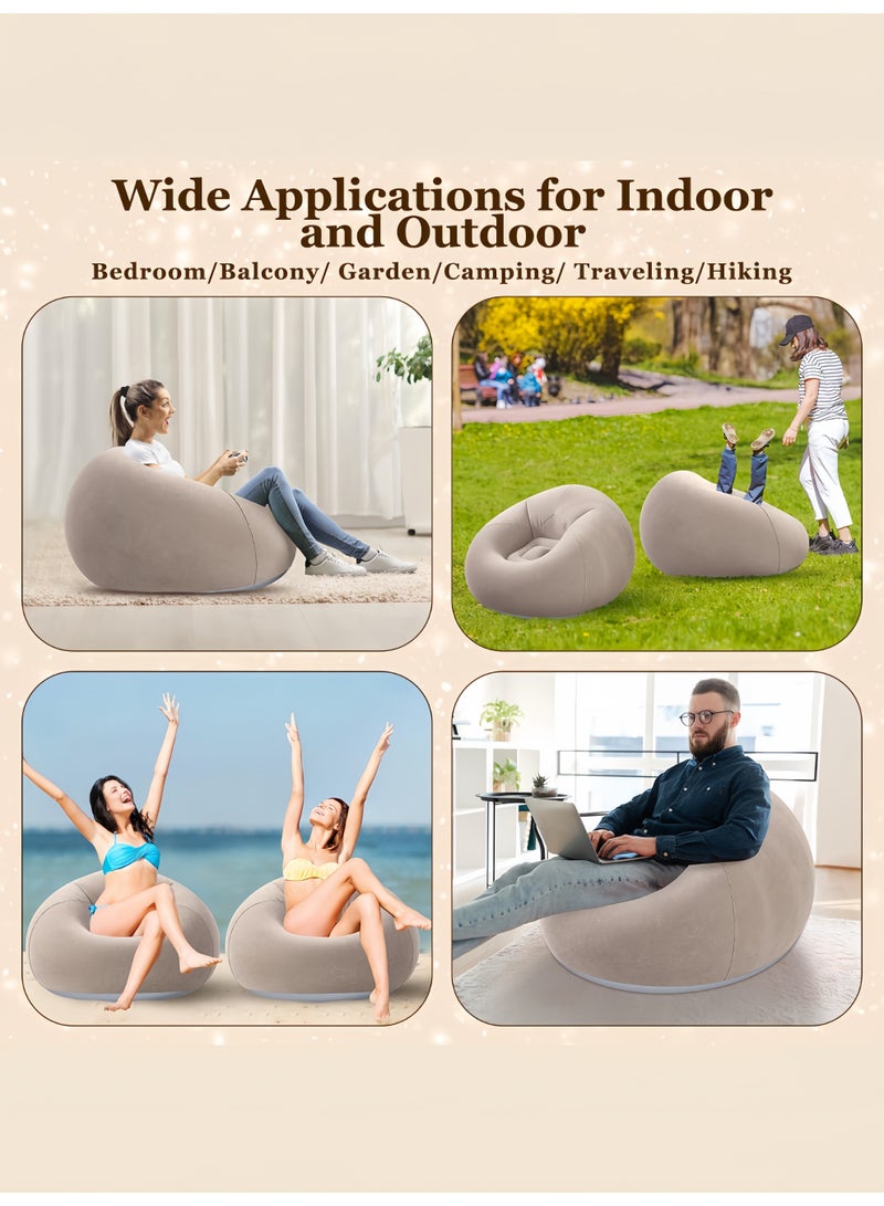 Generic Inflatable Bean Bag Chairs Blow up Chairs Camping Chairs Inflatable Lazy Sofa Folding Portable Inflatable Chair for Living Room Bedroom Reading Room Coffee  - Image 5