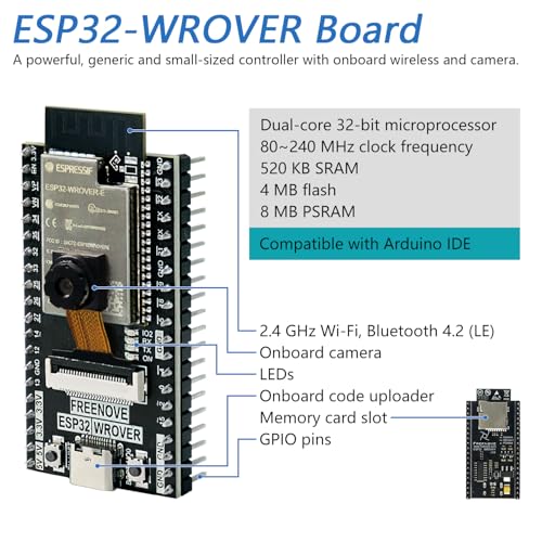 Freenove ESP32 Kit Dev CAM Board Ultimate Starter Kit, Dual-core 32-bit 240 MHz Microcontroller, Onboard Camera WiFi+BT, 795-Page Tutorial, Python C Java Code, 240 Items, 122 Projects - Image 3