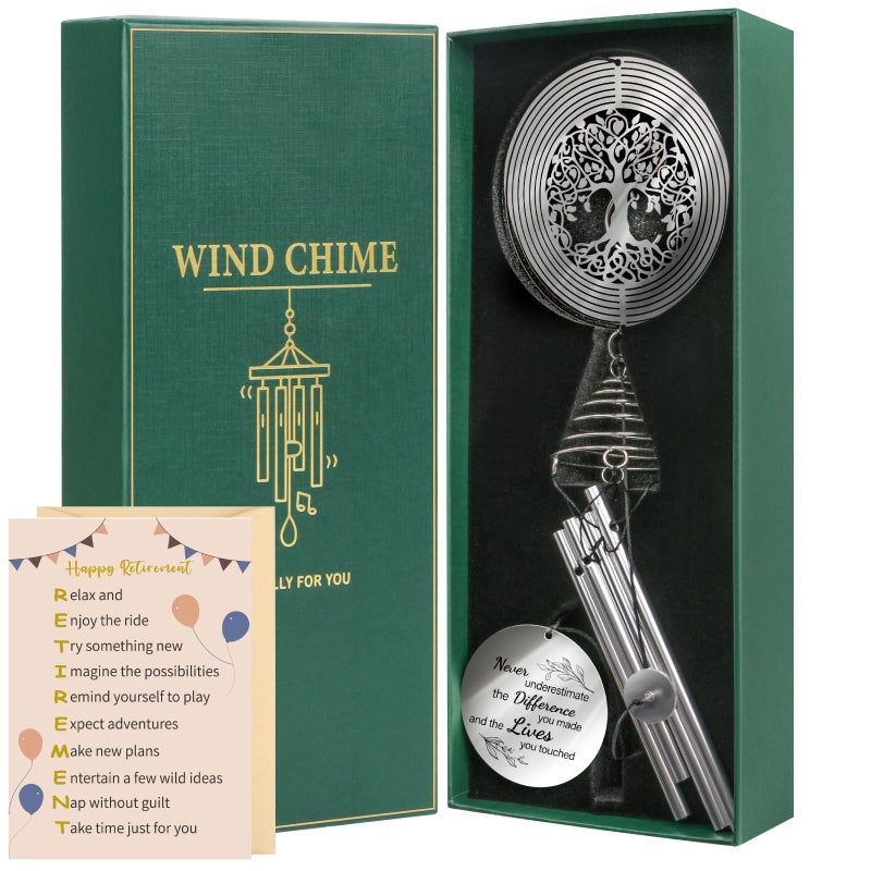 BaiCai Retirement Gifts for Women Men 2025 Retirement Wind Chimes Funny Happy Retired Gifts for Wowan Coworker Teacher Friends Boss Nurse Mom Grandma Best Retiree Gift Ideas