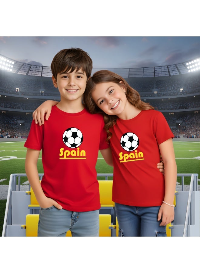 PRINTSHOP4ME Spain Unisex Kids T-Shirt - Short Sleeve Round Neck Cotton Tshirt for Boys and Girls - Soft and Comfortable - Gift for Young Football Fans - Image 4