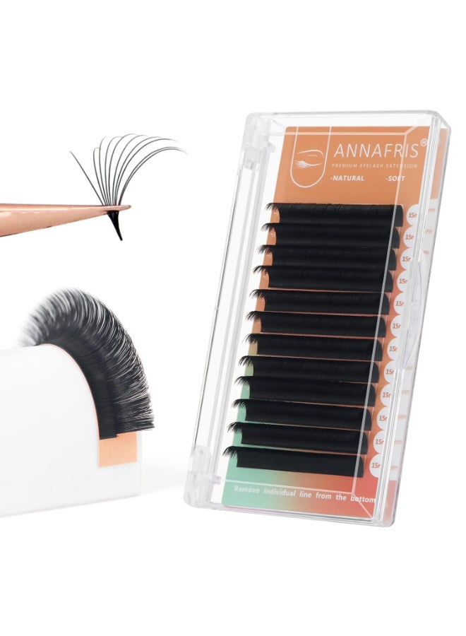 ANNAFRIS Easy Fan Eyelash Extension Automatic 1S Flowering 007 C Curl 9mm Individual False Lashes Natural Soft Matte Black Volume Lash Extensions supplies 007 C 9mm - Image 2