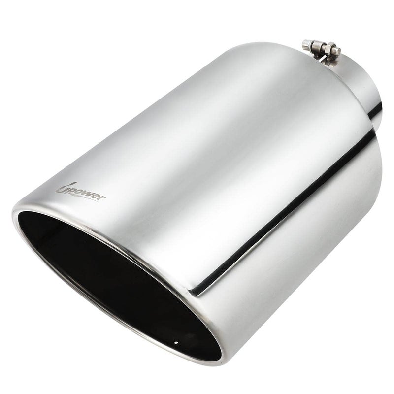 Upower 5 Inlet 10 Outlet Exhaust Tip 5 to 10 Inch 18 Long Diesel Exhaust Tailpipe Tip Stainless Steel Rolled Edge BoltOn Diesel Pipe Universal For Car Truck