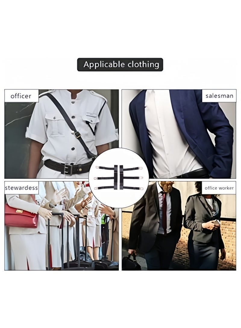 One Pair Shirt Holder Strap with Non-Slip Locking Clip, Adjustable Shirt Stays, Black - Image 5