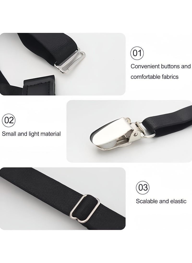 One Pair Shirt Holder Strap with Non-Slip Locking Clip, Adjustable Shirt Stays, Black - Image 3