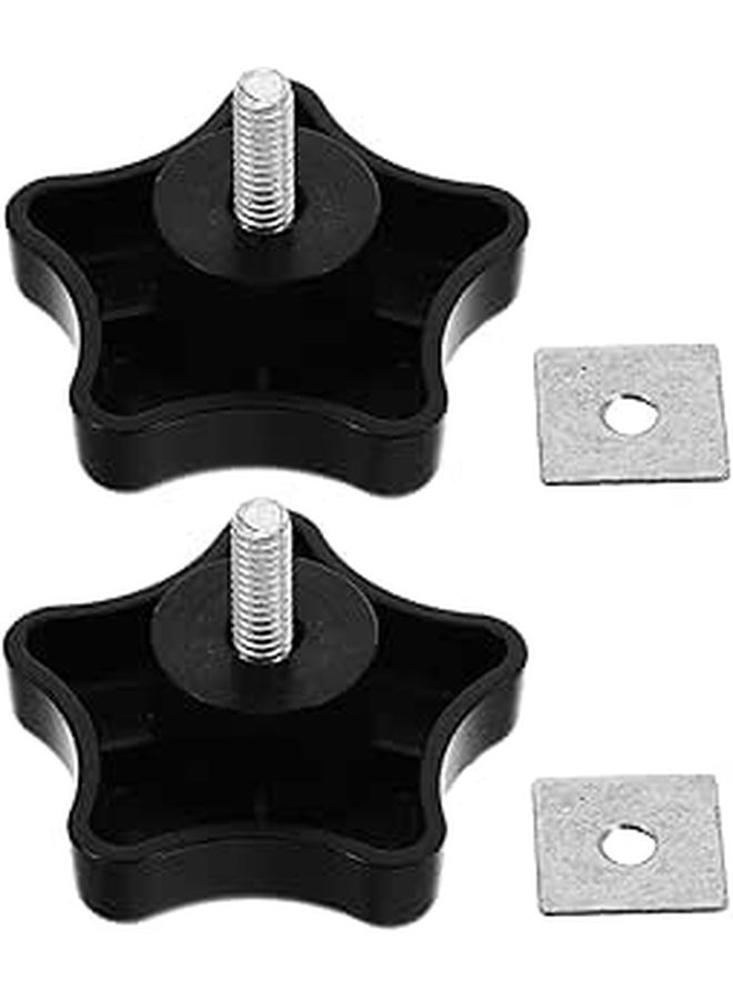 2 Pcs Black RV Awning Star Thread Knobs M6 Square Washer Replacement Bolts For Camper Tent Tension And Umbrella Base - Image 1