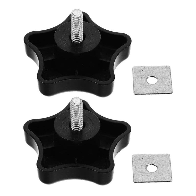 2 Pcs Black RV Awning Star Thread Knobs M6 Square Washer Replacement Bolts For Camper Tent Tension And Umbrella Base - Image 2