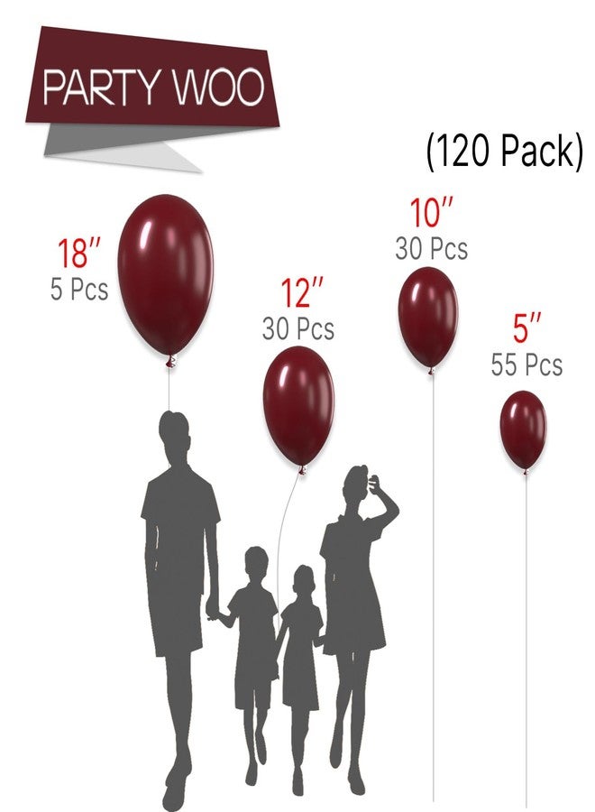 PartyWoo Burgundy Balloons 120 pcs Different Sizes Pack of 18 12 10 5 Inch Maroon Balloon Arch Kit Garland for Valentine's Day Graduation Thanks Giving Christmas Birthday Party Decorations Red-Y62 - Image 2