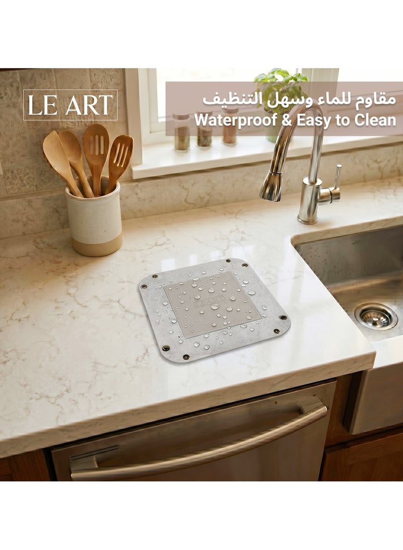 LeArt Leather Valet Tray - Small & Compact Catchall Tray | Desk, Bedside, Home Entrance Entryway Organizer | Leather Tray for Keys, Coins, Stationary, Jewellery (Stone Grey) - Image 5