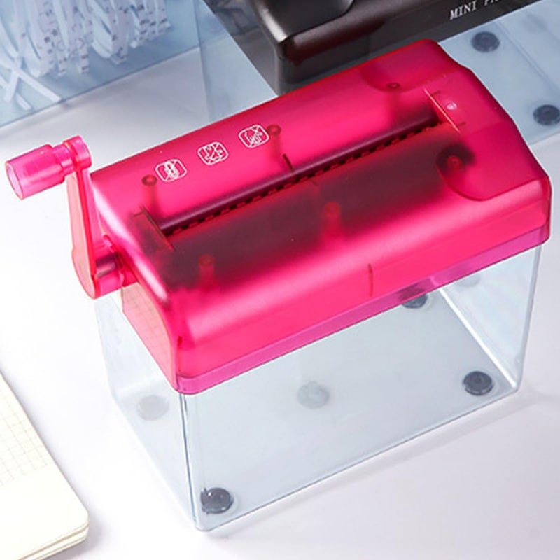 Manual Desktop Paper Shredder Hand Crank Wear-Resistant Small Home Office Shredding Tool for A4 Documents, Portable Household Paper Shredder with Red Housing - Image 5