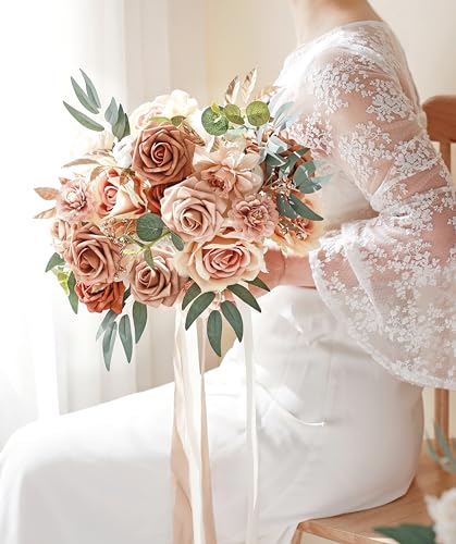 MISSPIN Artificial Flowers DIY Box Set Fake Roses Bouquet Bridal Wedding Flowers Colorful Centerpiece Table Decorations Boho Faux Floral with Stems Arrangements for Cake Home Party Indoor Outdoor - Image 4