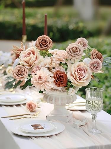 MISSPIN Artificial Flowers DIY Box Set Fake Roses Bouquet Bridal Wedding Flowers Colorful Centerpiece Table Decorations Boho Faux Floral with Stems Arrangements for Cake Home Party Indoor Outdoor - Image 3