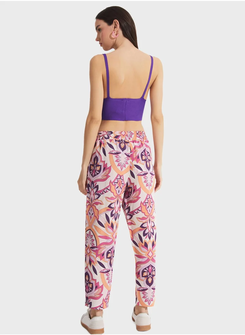 جون Printed High Waist Pants