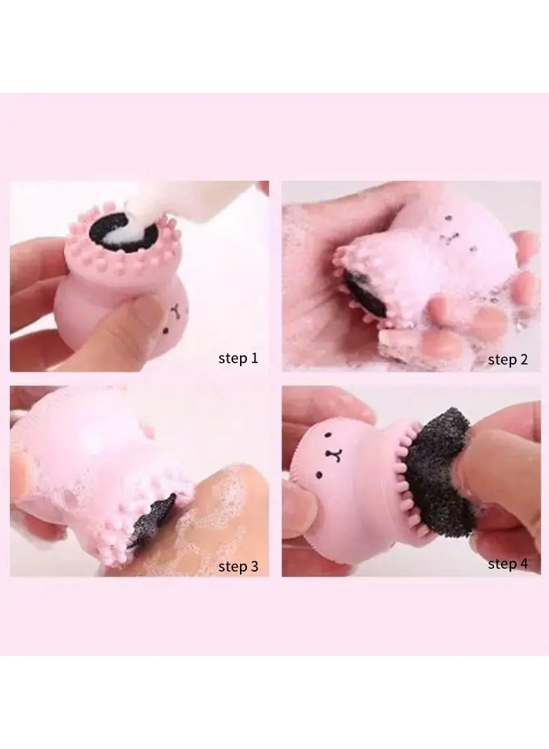 Generic Silicone Octopus-Shaped Facial Cleansing Brush - Gentle Exfoliation And Blackhead Removal, Deep Skin Cleaning And Face Massage Tool, Battery-Free  - Image 2