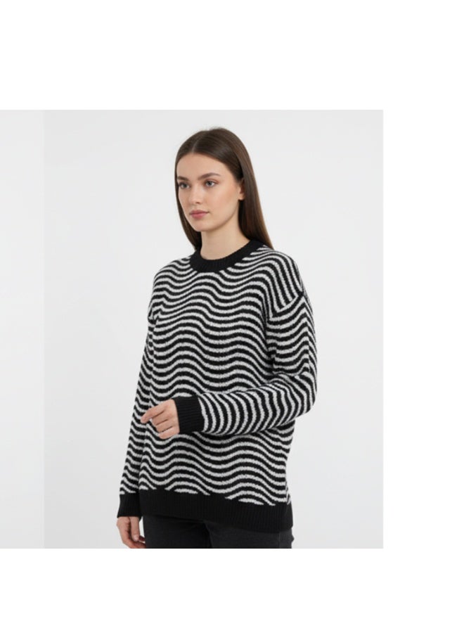 سيزار بلوفر صوف حريمي بنقش مخطط - Image 3