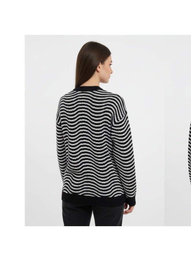 سيزار بلوفر صوف حريمي بنقش مخطط - Image 2