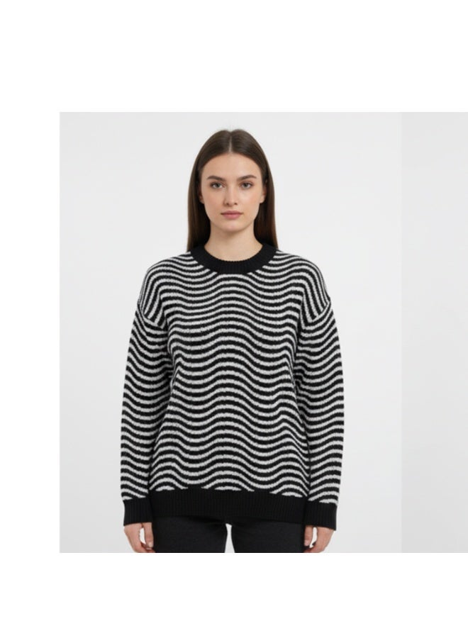 سيزار بلوفر صوف حريمي بنقش مخطط - Image 1