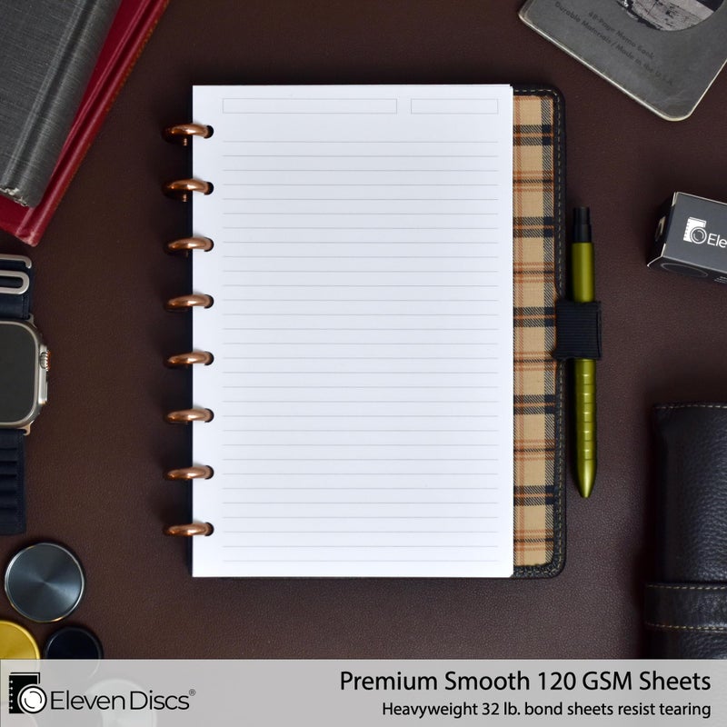 Eleven Discs Discbound Paper, Junior Size Ruled Sheets - Premium 120gsm Heavyweight Notebook & Planner Refills - 8 Discs, 5.5 x 8.5 in - Punched for Circa, Arc, TUL (50 Sheets) - Image 2