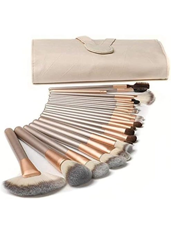 BLOOMING TIME Makeup Brushes 18 PCs Makeup Brush Set Professional Wood Handle Premium Synthetic Contour Concealers Foundation Blending Face Powder Eye shadow Cosmetic Brushes with PU Leather Bag - Image 1