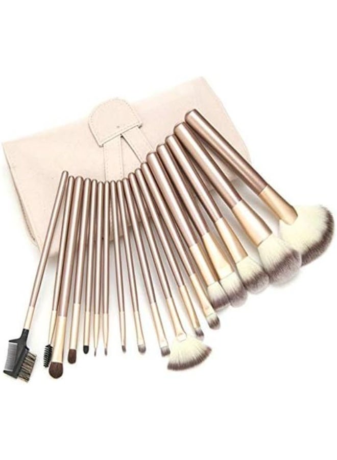 BLOOMING TIME Makeup Brushes 18 PCs Makeup Brush Set Professional Wood Handle Premium Synthetic Contour Concealers Foundation Blending Face Powder Eye shadow Cosmetic Brushes with PU Leather Bag - Image 3