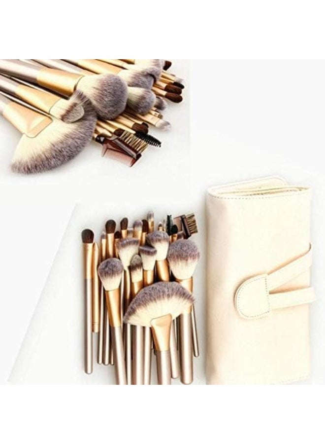 BLOOMING TIME Makeup Brushes 18 PCs Makeup Brush Set Professional Wood Handle Premium Synthetic Contour Concealers Foundation Blending Face Powder Eye shadow Cosmetic Brushes with PU Leather Bag - Image 2