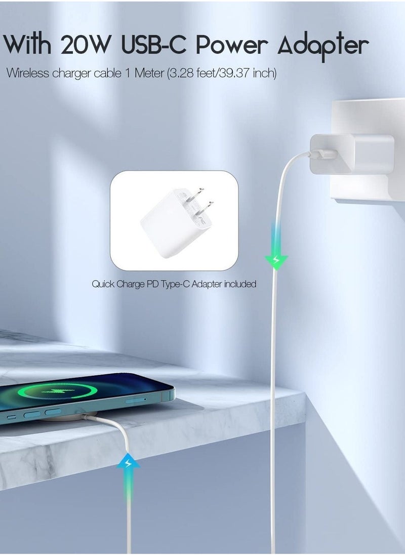 Beauenty - Magnetic Wireless Charger,15W Wireless Charging Pad with USB-C 20W PD Adapter, Compatible with MagSafe Charger for iPhone 14/14 Pro/14 Plus/14 Pro Max/iPhone 13/13 Mini/13Pro max,Silver - Image 1