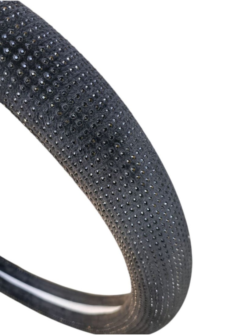 Generic Universal Women's Steering Wheel Cover with black Rhinestones  - Image 2
