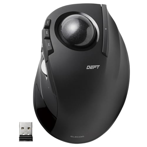 ELECOM DEFT Trackball Mouse, 2.4GHz Wireless, Finger Control, 8-Button Function with Smooth Tracking, Ergonomic Design, Optical Gaming Sensor, Windows11, macOS (M-DT2DRBK) - Image 1