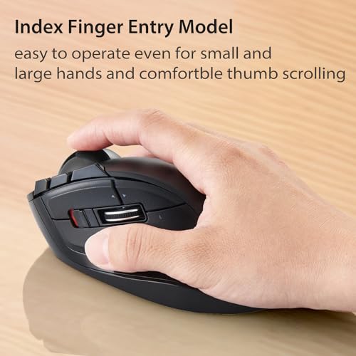 ELECOM DEFT Trackball Mouse, 2.4GHz Wireless, Finger Control, 8-Button Function with Smooth Tracking, Ergonomic Design, Optical Gaming Sensor, Windows11, macOS (M-DT2DRBK) - Image 2